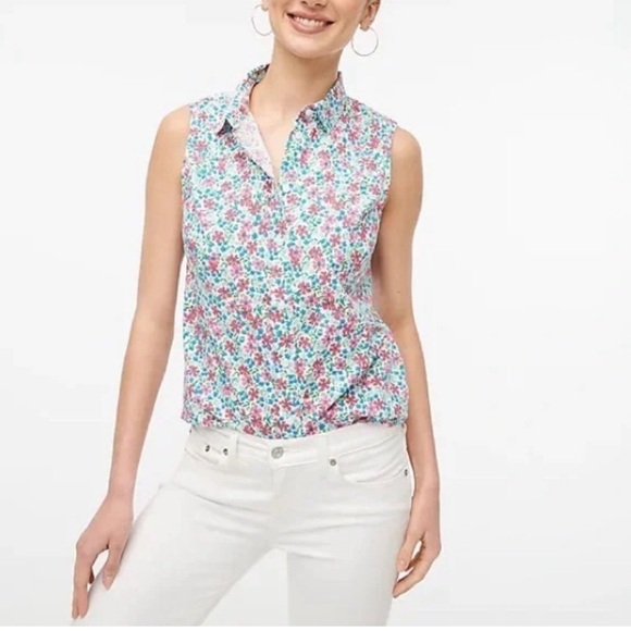 - J. Crew Poplin sleeveless shirt size M - Picture 1 of 7